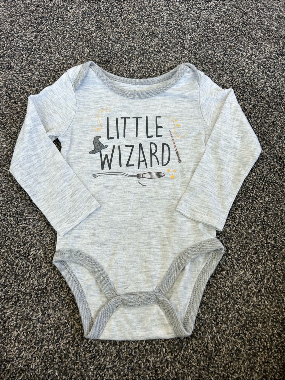 Warner Bros. Gray 'Little Wizard' Long-Sleeve Baby Bodysuit